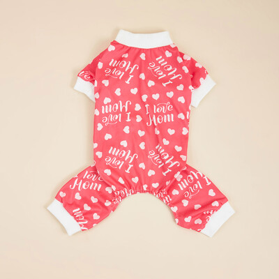 Šunų pižamos Aš myliu mamą Minkštos rožinės širdelės raštais šunų drabužiai Kombinezonai šunų kostiumai mažo ir vidutinio šuniuko šuniuko katės mamos dienai