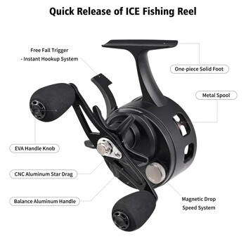 Αξεσουάρ εξοπλισμού ψαριών CNC Ice Fishing Wheel Winter Quick Release Roel 3+1 Metal Spool Coil Smooth Lure Fish Equipment