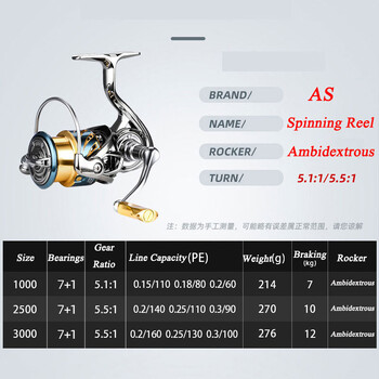 Spinning Fishing Reel 2000/3000/4000/5000/6000 High Drags Saltwater Stainless Metal Coils Series Αριστερός/Δεξιός Περιστρεφόμενος Τροχός