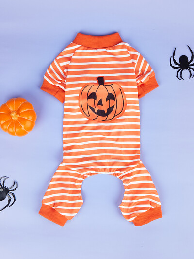 Mājas suns ķirbju kombinezons, kostīms Helovīna saģērbšanas ballītei, mājdzīvnieku karnevālam, jautrai ballītei Ķirbju pidžama mājdzīvnieku apģērbs puišiem