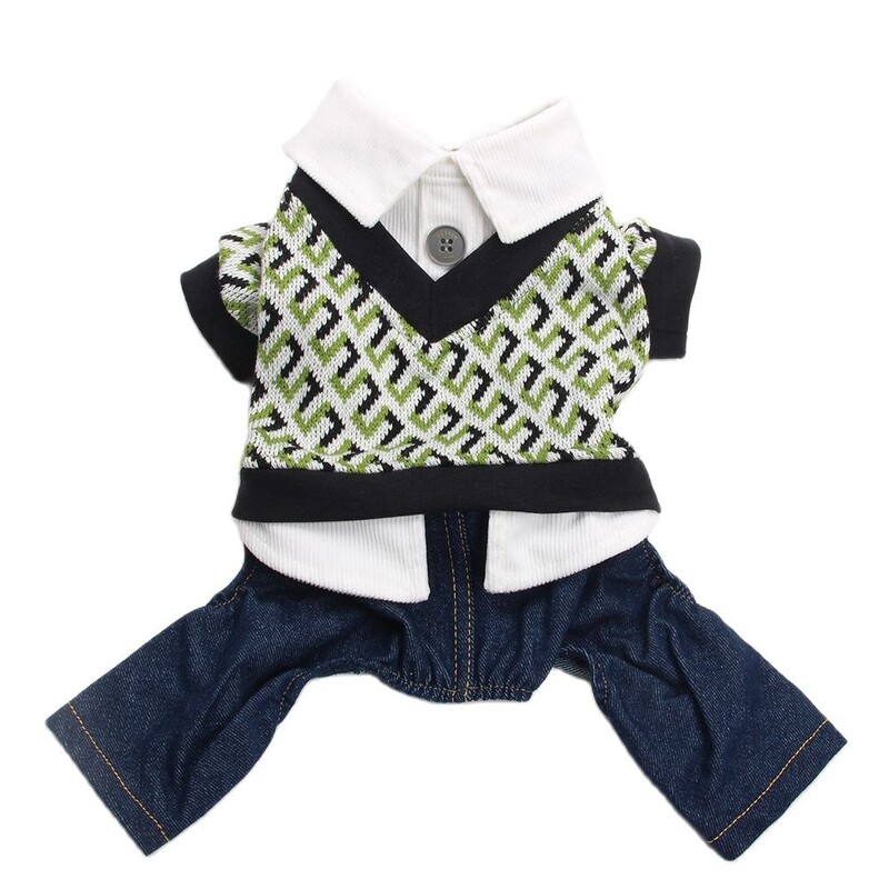 Suņu mājdzīvnieku kombinezons ar kapuci, trikotāžas džemperis un džinsa bikses kucēna rudens mēteļa jaka