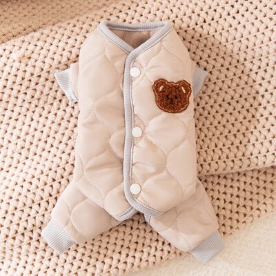 Paminkštintas šuniuko Onesie žieminis šiltas šunų drabužis šunų kombinezonas Medvilninis paltas Mielas kačių pūkinis striukė Prancūzų buldogų kostiumas naminiams gyvūnėliams