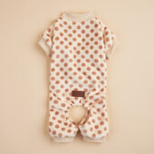 Plüss kutyapizsama kiskutyáknak Lány Téli Meleg Kölyök Pjs Ruhák Pulóver Outfit Hideg időjárás Kutyakabát Pöttyös Pet Onesie A