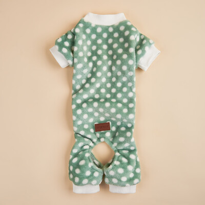 Plüss kutyapizsama kiskutyáknak Lány Téli Meleg Kölyök Pjs Ruhák Pulóver Outfit Hideg időjárás Kutyakabát Pöttyös Pet Onesie A