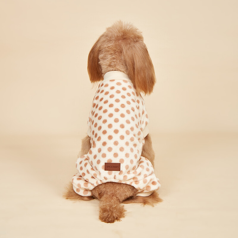 Plüss kutyapizsama kiskutyáknak Lány Téli Meleg Kölyök Pjs Ruhák Pulóver Outfit Hideg időjárás Kutyakabát Pöttyös Pet Onesie A