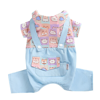 Nyári New Pet Sweet Fresh Overall kis kutya ruhák, aranyos állatokkal nyomtatva Kisállat ruházat Yorkshire schnauzer kisállat ruházat