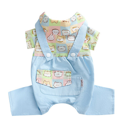 Nyári New Pet Sweet Fresh Overall kis kutya ruhák, aranyos állatokkal nyomtatva Kisállat ruházat Yorkshire schnauzer kisállat ruházat