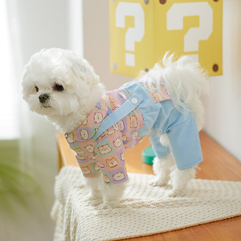 Nyári New Pet Sweet Fresh Overall kis kutya ruhák, aranyos állatokkal nyomtatva Kisállat ruházat Yorkshire schnauzer kisállat ruházat