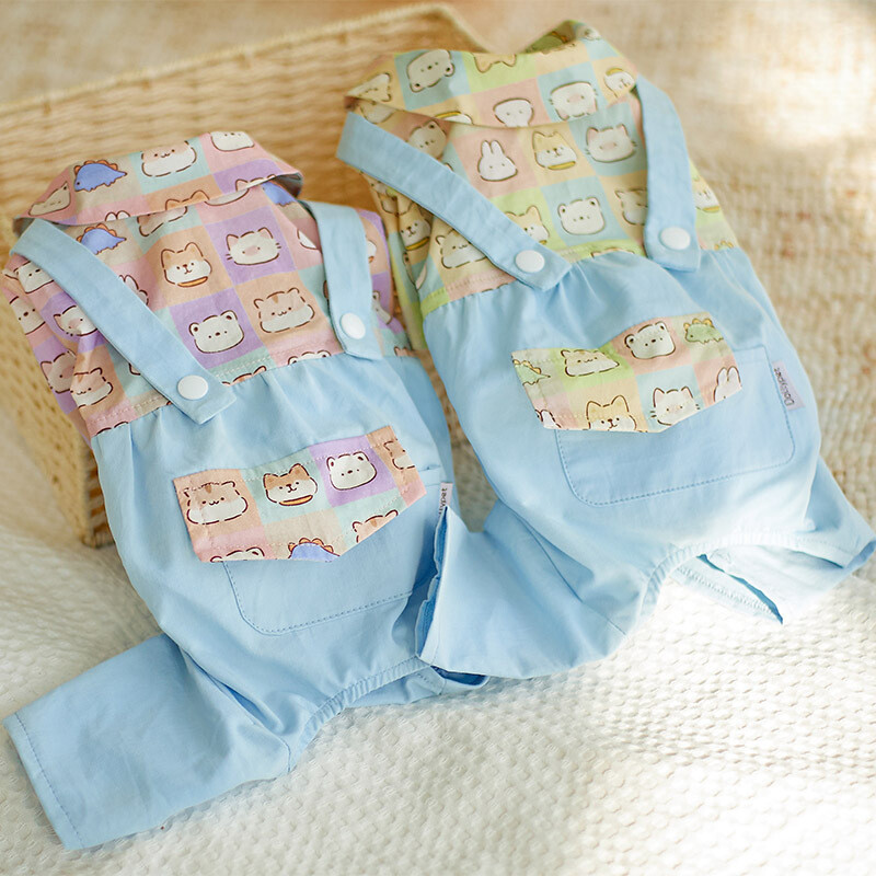 Nyári New Pet Sweet Fresh Overall kis kutya ruhák, aranyos állatokkal nyomtatva Kisállat ruházat Yorkshire schnauzer kisállat ruházat