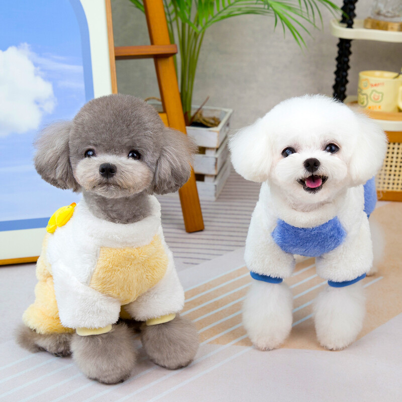 Nauji šunų drabužiai Žieminiai šuniuko drabužiai Dvipusiai vilnos animaciniai filmai Duck Storas Šiltas Hoodie Kombinezonas Šuo Striukė Šuns Kostiumas