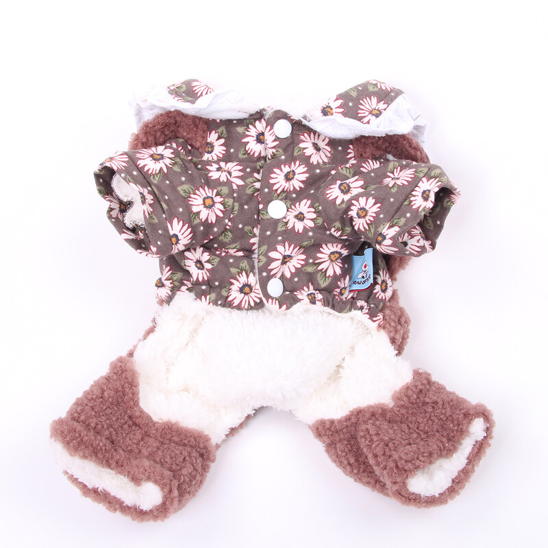 Meitenes suņu kaķu kombinezons Krizantēmas dizaina mājdzīvnieku jaka kucēns ziemas apģērbs 2 krāsās