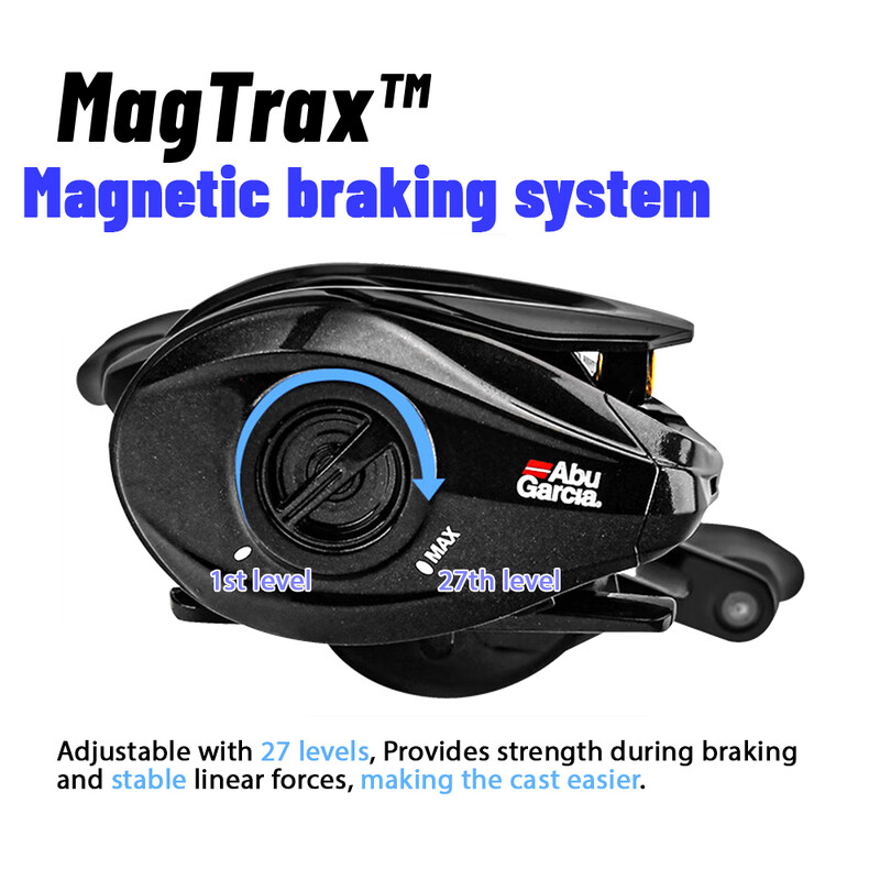 Abu Garcia oriģinālā ORRA Baitcasting makšķerēšanas spole 5+1 BB pārnesumu attiecība 6,5:1 magnētiskā bremžu sistēma Max Drag 5KG Svars 215g