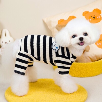Kisállat Kutya Jumpsuit Téli Meleg Kutya Ruhák Aranyos Mintás Kiskutya Pizsama Divat Puha Macska Csíkos Jumpsuits Yorkie Chihuahua Ruhák