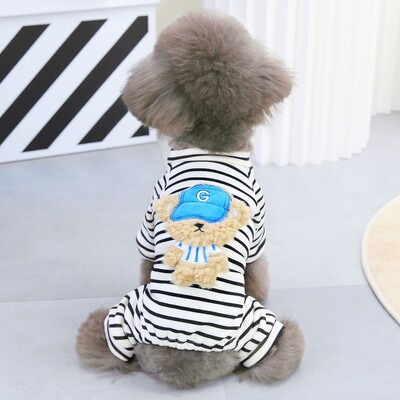 Kisállat Kutya Jumpsuit Téli Meleg Kutya Ruhák Aranyos Mintás Kiskutya Pizsama Divat Puha Macska Csíkos Jumpsuits Yorkie Chihuahua Ruhák
