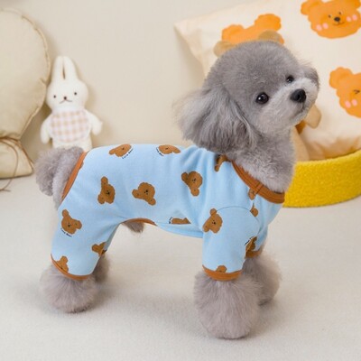 Kisállat Kutya Jumpsuit Téli Meleg Kutya Ruhák Aranyos Mintás Kiskutya Pizsama Divat Puha Macska Csíkos Jumpsuits Yorkie Chihuahua Ruhák