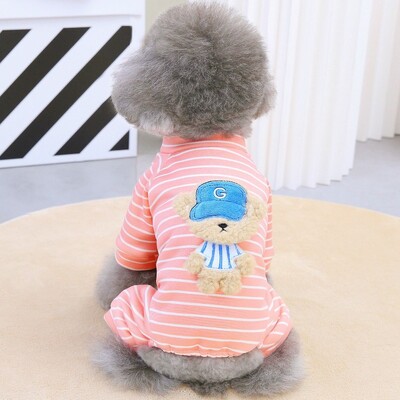 Kisállat Kutya Jumpsuit Téli Meleg Kutya Ruhák Aranyos Mintás Kiskutya Pizsama Divat Puha Macska Csíkos Jumpsuits Yorkie Chihuahua Ruhák