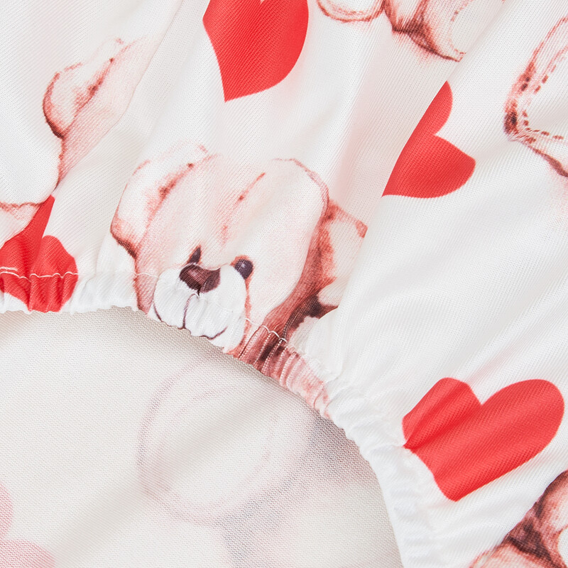 Kutya pizsama kiskutyáknak nyomott rózsaszín medve és szív kisállat ruhák aranyos kiskutya kutya ruhák jumpsuit bodyk Valentin napra