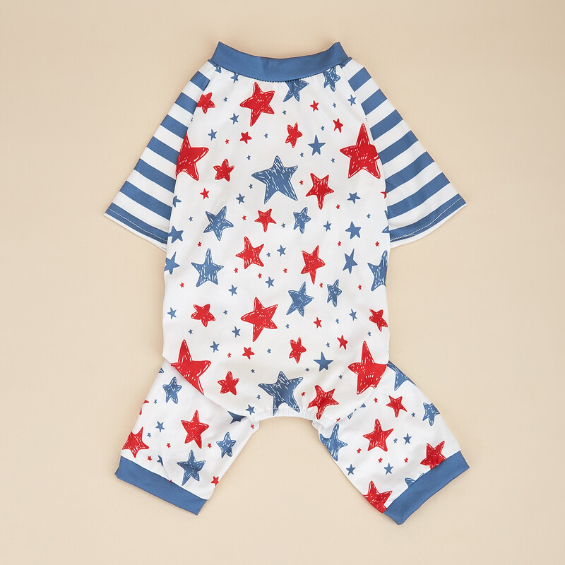Mėlynos ir baltos spalvos dryžuotų šunų pižamos, Amerikos vėliavos žvaigždės drabužiai šunims mažiems šunims, berniukui, šuniukui, vidutinio dydžio augintiniams Čihuahua Yorkie f