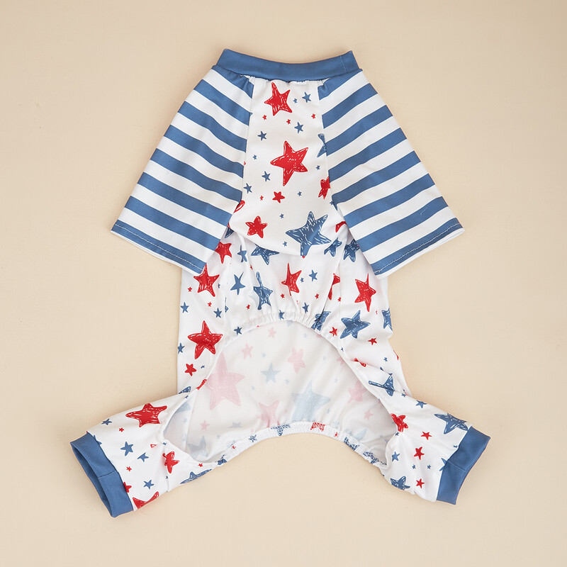 Mėlynos ir baltos spalvos dryžuotų šunų pižamos, Amerikos vėliavos žvaigždės drabužiai šunims mažiems šunims, berniukui, šuniukui, vidutinio dydžio augintiniams Čihuahua Yorkie f