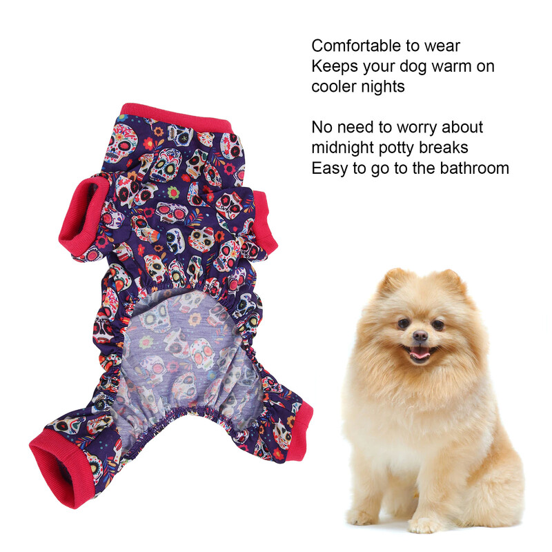 Šunų žiemos pižamos Patogūs Minkšti Kombinezonai Pižamos Helovino spauda Šilti Kombinezonai Maži Šuniukų Drabužiai Šunims