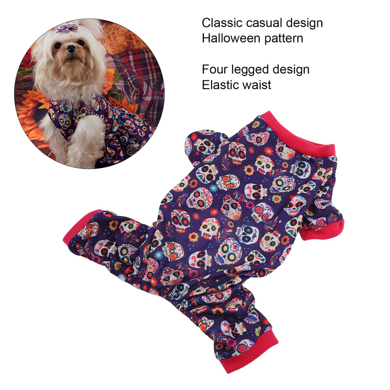 Šunų žiemos pižamos Patogūs Minkšti Kombinezonai Pižamos Helovino spauda Šilti Kombinezonai Maži Šuniukų Drabužiai Šunims