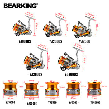 BEARKING Марка YJ серия 7BB Лагер от неръждаема стомана 6.2:1 Риболовна макара Система за влачене 33lbs Максимална мощност Въртящо се колело Риболовна бобина