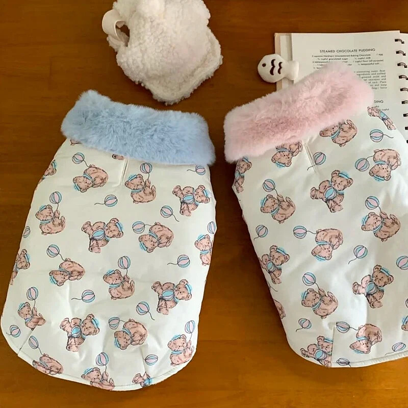 Aranyos medvemintás kisállat kutyaruhák kisállat meleg pamut ruhák téli kölyökruha vastagított kabát kiskutya divatos kardigán