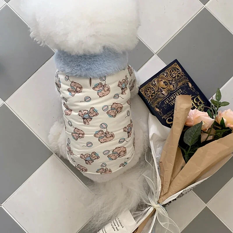 Aranyos medvemintás kisállat kutyaruhák kisállat meleg pamut ruhák téli kölyökruha vastagított kabát kiskutya divatos kardigán