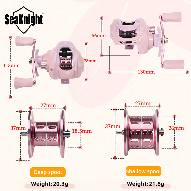 „Seaknight“ visiškai naujasArrival „Macaroon Pink Bass“ žvejybos ritė CNC aliuminio ritės masalo ritė Max Drag 8KG jūrinės žvejybos reikmenys