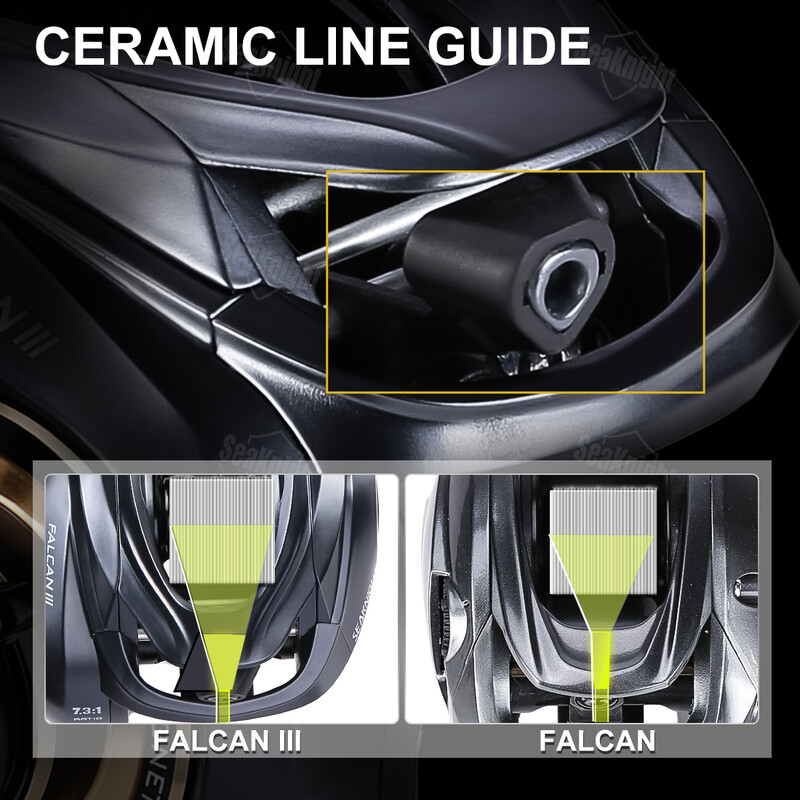 SeaKnight Baitcasting spoles FALCAN3 īpaši vieglas rāmja liešanas spoles pārnesumu attiecība 7,3/8,1 7 KG ātrgaitas riteņu keramikas līnijas vadotne