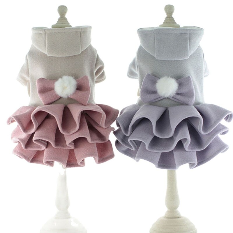 Šunims ir katėms žieminė suknelė Tutu Hairball&Bow Design Moteriška augintinio šuniuko šilto paltuko apranga