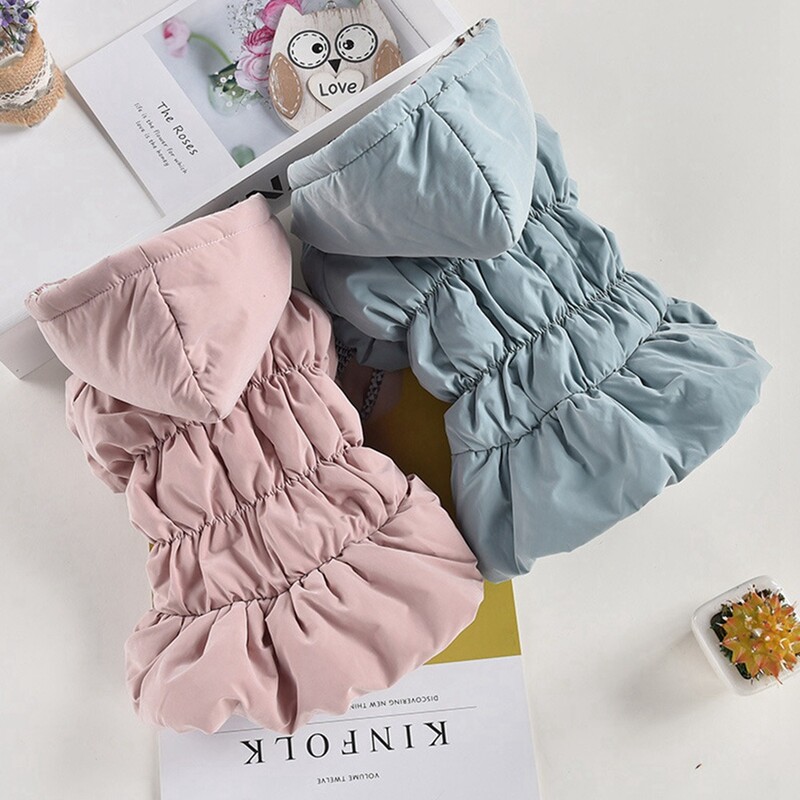 Šilta šunų suknelė Žieminis šuniukas Naminių šunų paltai Princesė Gėlėtas burbulinis sijonas Šuns Katė Striukė su gobtuvu Čihuahua Yorkie Apranga Drabužiai