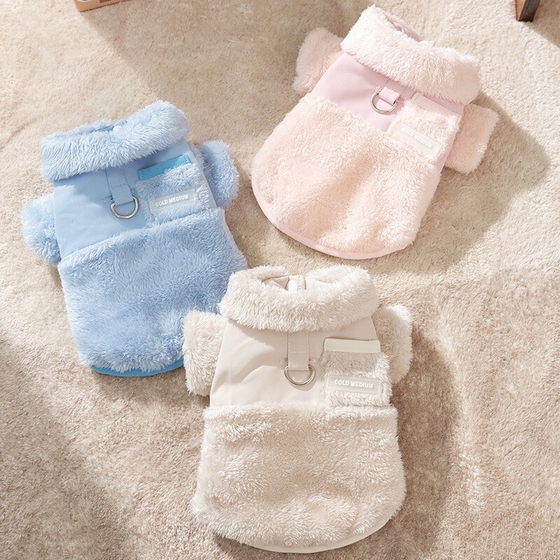 Šilti šunų rūbai Žieminiai šunų paltai Striukė paminkštinta dvipusė pūkinė striukė šuniukui Madinga Tvirta katės kailis Bichon Frise Naminių gyvūnų reikmenys