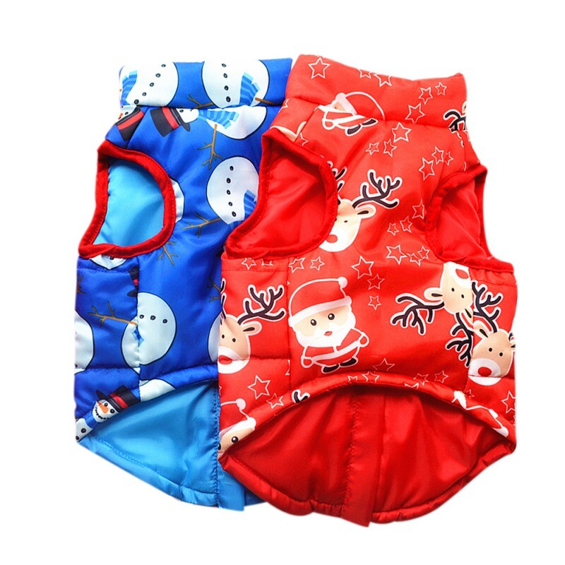 Kalėdinė šuns medvilninė striukė Sniego senelis augintinio paltas su pakinktais kabliuku Kalėdų briedžių kačių liemenė šuniuko kostiumas jaukus šalto oro drabužis