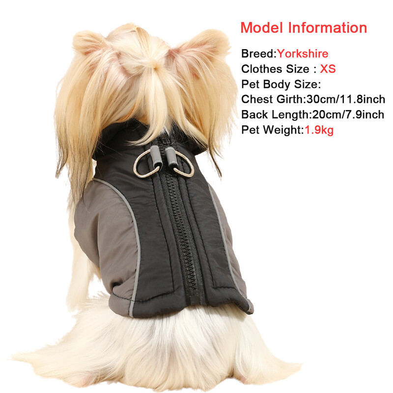 Žieminiai šunų drabužiai mažiems vidutiniams šunims Minkštas šviesą atspindintis šuniuko striukė katės liemenė su užtrauktuku Lauko vėjui atsparūs naminių gyvūnėlių komplektai