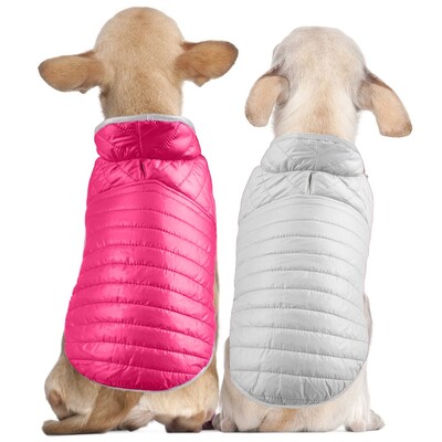 Žieminis šuns paltas Šiltas apverčiamas šuns paltas, atspindintis vandeniui atsparus šunų sniego striukė mažiems ir vidutiniams šunims, buldogų drabužiai