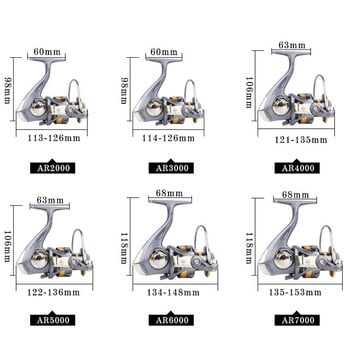 Риболовна макара AR2000-7000 Спинингова макара Метална макара Максимално съпротивление 12 кг макара със солена вода Риболовни аксесоари Шаранова макара Ролкови колела