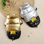 Arany/Ezüst Téli Kutya Párnázott Kabát Meleg Vízálló Ruházat Háziállatok Vastag Kiskutya Kabát Kültéri Állvány Nyakörv Kutya Ruha Kabát