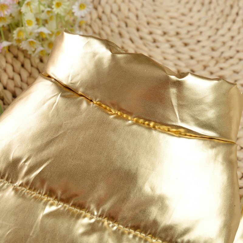 Arany/Ezüst Téli Kutya Párnázott Kabát Meleg Vízálló Ruházat Háziállatok Vastag Kiskutya Kabát Kültéri Állvány Nyakörv Kutya Ruha Kabát