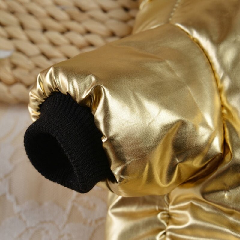 Arany/Ezüst Téli Kutya Párnázott Kabát Meleg Vízálló Ruházat Háziállatok Vastag Kiskutya Kabát Kültéri Állvány Nyakörv Kutya Ruha Kabát