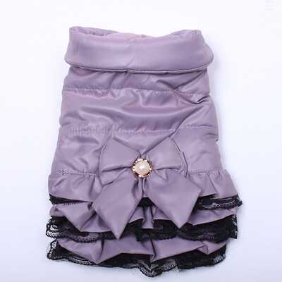 Šunų katės suknelė, paltas, švarkas, suknelė, lankas ir nėriniai.