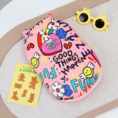 Luksuzna odjeća za pse, jakna za pse sa slatkim printom, kaput, zimska topla puhasta jakna za štene, vjetrootporan prsluk za mačke, kaput, kaputi za kućne ljubimce, odjeća za pse