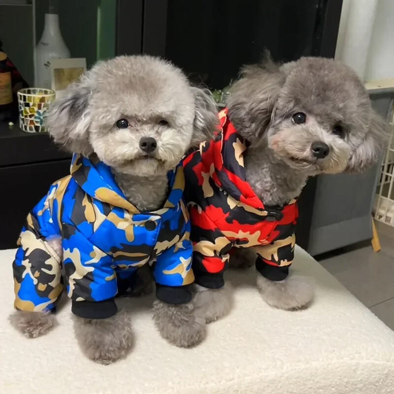 Šilti žieminiai drabužiai naminiams šunims Neperšlampami stori šuniukų striukė vėjui atsparūs mažų šunų drabužiai prancūzų buldogo medvilninis paltas Čihuahua