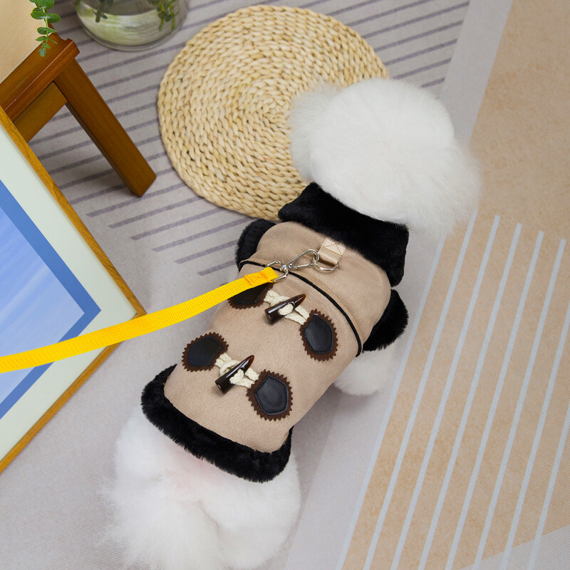 2024 m. Nauji naminių gyvūnėlių drabužiai Rudens žiemos šunų striukė katės drabužiai su zomšiniu ragu Ropa Para Perros