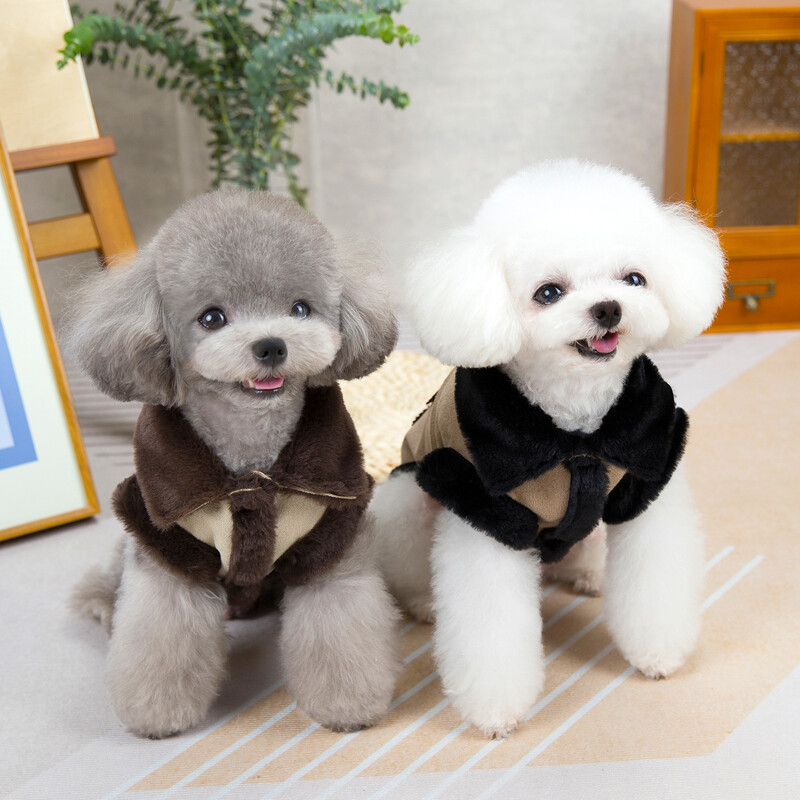 2024 m. Nauji naminių gyvūnėlių drabužiai Rudens žiemos šunų striukė katės drabužiai su zomšiniu ragu Ropa Para Perros