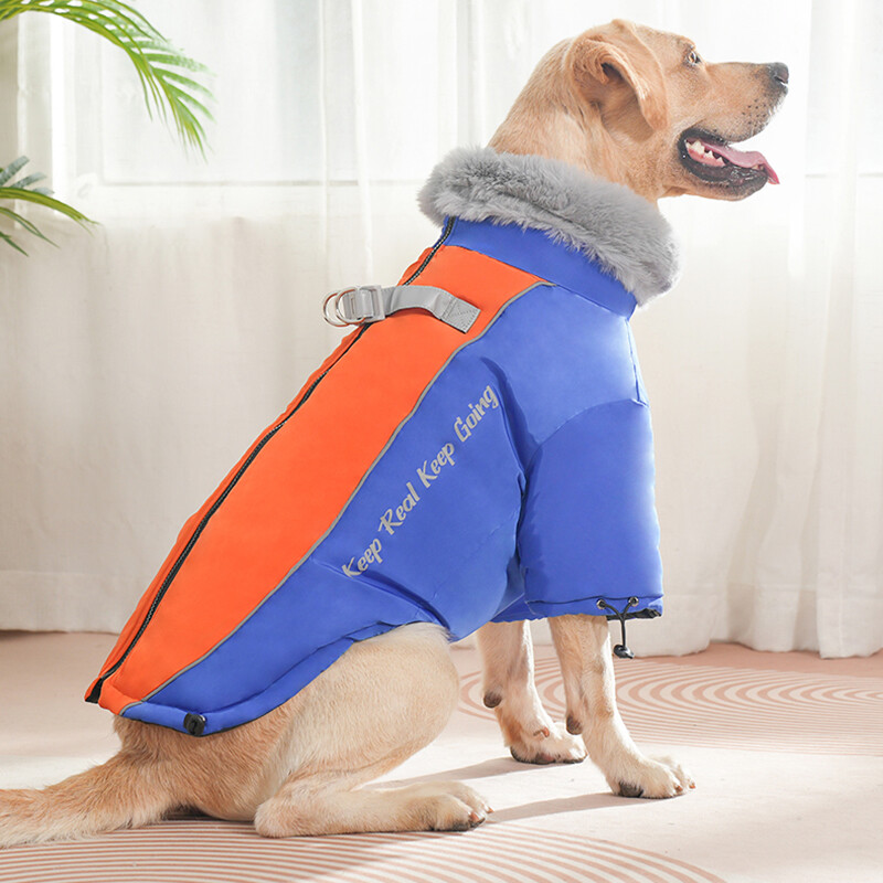 Didelio kailio apykaklė Pet pūkinė striukė vidutinio dydžio šunims Neperšlampama didelių šunų rūbai žieminiai auksaspalviai retriveriai paltai talismanai Drabužiai