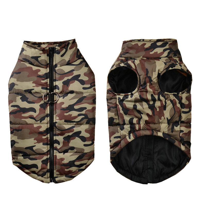 Őszi téli kisállat kutyakabát kis, nagy kutyáknak macskáknak szélálló, meleg kölyökkutyák terepszínű ruhák Golden Retriever jelmezek