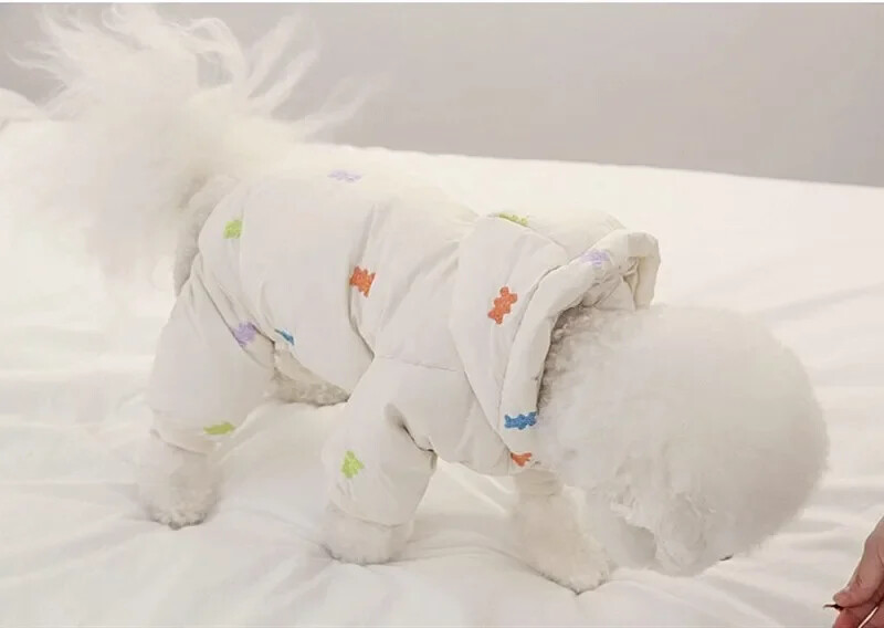 Keturių kojų medvilninis kombinezonas žiemai šildantis naminių šunų drabužiai mažiems šunims Kostiumai Pastorinti šunų paltai Terjeras Buldogas Jorkšyras