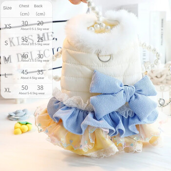 Princess Dog Winter Clothing Thick Warm Cat Dog Dress Coat with Bowknot Pet Clothing Одежда Для Собак Мелких Пород