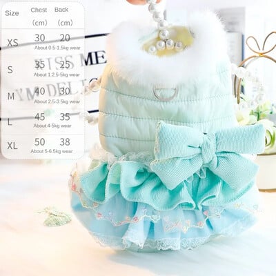 Zimné oblečenie pre princeznú psa Hrubý teplý kabát pre mačky s mašľou Oblečenie pre domáce zvieratá Одежда Для Собак Мелких Пород